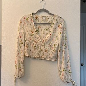 H&M Cream Floral Blouse